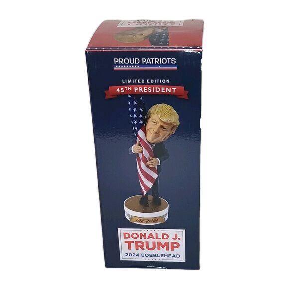 Donald Trump 2024 Bobblehead Trump Hugging the American Flag New In Box - Picture 1 of 9